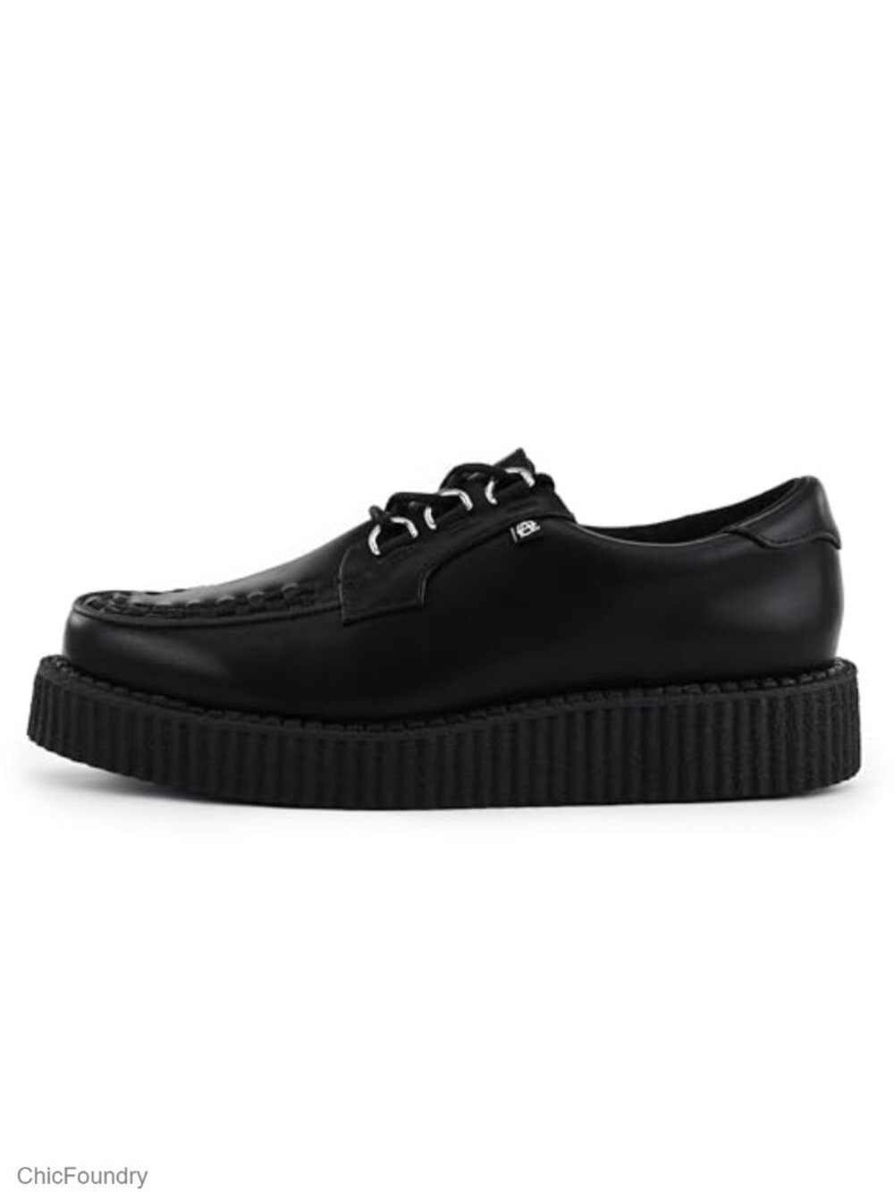 T.U.K. Anarchic Creeper Shoes - Faux Leather Lace-Up Platform Oxfords for Women